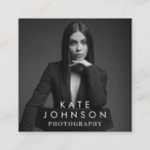 Moderne Trendy Full Photo Black White Photography Vierkante Visitekaartje (Voorkant)