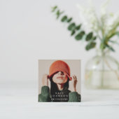 Moderne Trendy Full Photo QR Code Social Media Vierkante Visitekaartje (Staand voorkant)