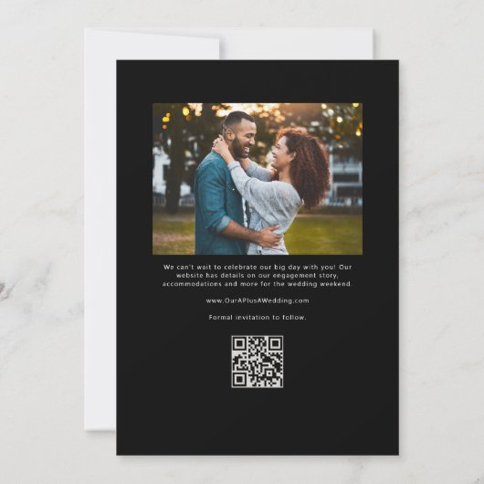Moderne trendy gebogen foto save the date (Achterkant)