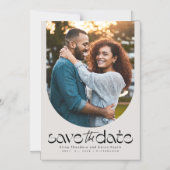 Moderne trendy gebogen foto sla de datum op magnetische uitnodiging (Voorkant)