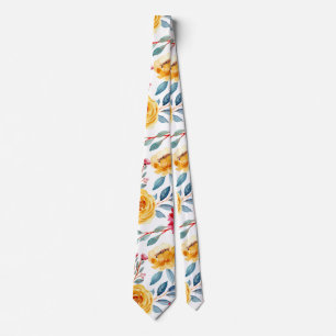 Moderne trendy geel rood bloemen Waterverf patroon Stropdas