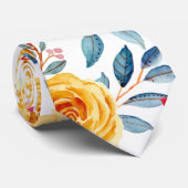 Moderne trendy geel rood bloemen Waterverf patroon Stropdas (Opgerold)