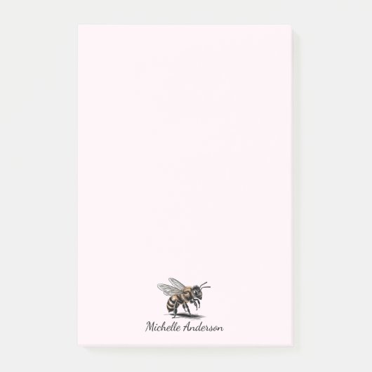 Moderne trendy gepersonaliseerde honingbij roze post-it® notes (Voorkant)