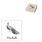 Moderne trendy gepersonaliseerde naam Peacock Rubberstempel (Gestempeld)