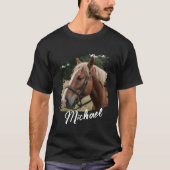 Moderne Trendy Gepersonaliseerde Paard Foto en Tek T-shirt (Voorkant)