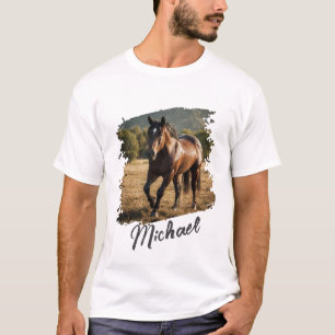 Moderne Trendy Gepersonaliseerde Paard Foto en Tek T-shirt
