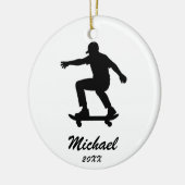 Moderne trendy gepersonaliseerde skateboarder keramisch ornament (Links)