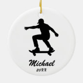 Moderne trendy gepersonaliseerde skateboarder keramisch ornament (Achterkant)