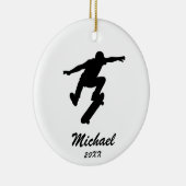 Moderne trendy gepersonaliseerde skateboarder keramisch ornament (Rechts)