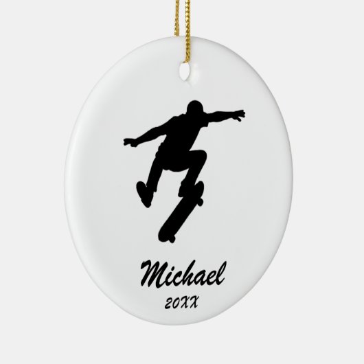 Moderne trendy gepersonaliseerde skateboarder keramisch ornament (Rechts)