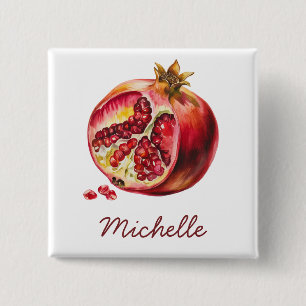 Moderne Trendy Gepersonaliseerde Waterverf Granaat Vierkante Button 5,1 Cm