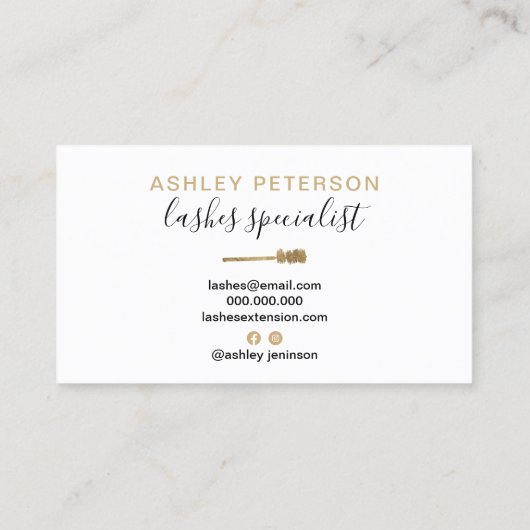 Moderne trendy girly gouden wimpers borstel blush  visitekaartje (Achterkant)