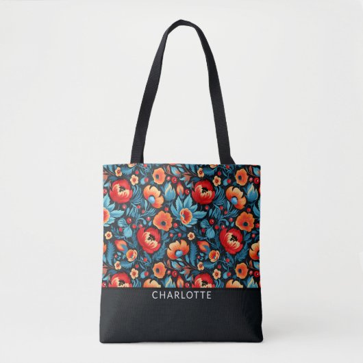 Moderne trendy Girly Wildflower Custom Bohemian Tote Bag (Voorkant)