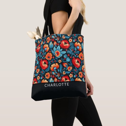 Moderne trendy Girly Wildflower Custom Bohemian Tote Bag (Dichtbij)
