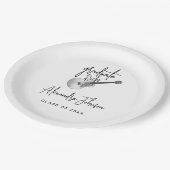 Moderne trendy gitaar afstudeerfeest papieren bordje (Gekanteld)