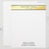 Moderne Trendy Glamour Goud Wit Elegante Sjabloon Briefhoofd (Voorkant / Achterkant)