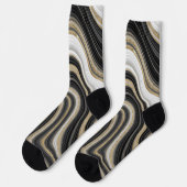 Moderne trendy glitter en marmer zwart en goud sokken (Links)