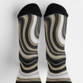 Moderne trendy glitter en marmer zwart en goud sokken (Top)