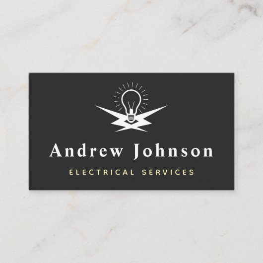 Moderne trendy gloeilamp elektrische lichtdiensten visitekaartje (Voorkant)