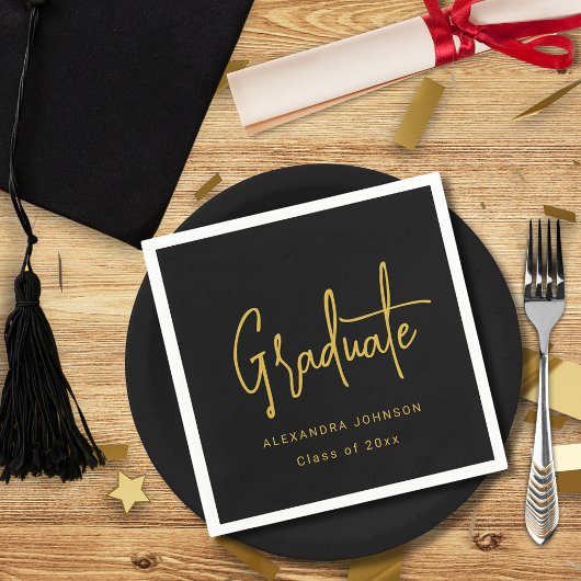 Moderne Trendy Gold Script Graduation Party Custom Servet