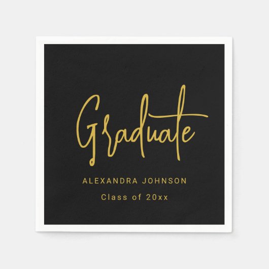 Moderne Trendy Gold Script Graduation Party Custom Servet (Voorkant)