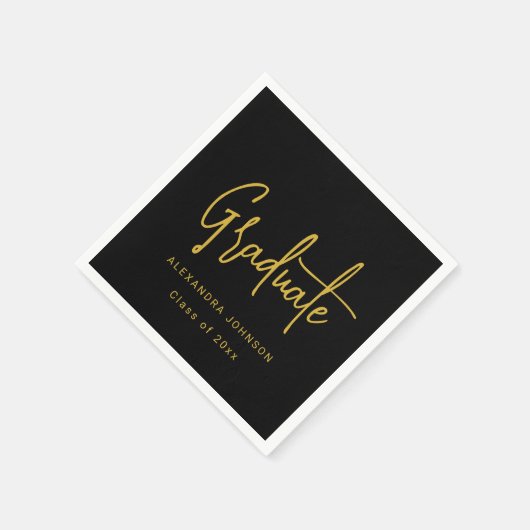 Moderne Trendy Gold Script Graduation Party Custom Servet (Hoek)