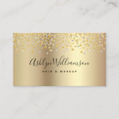 Moderne trendy gouden kapsalon make-up artiest lux visitekaartje (Voorkant)