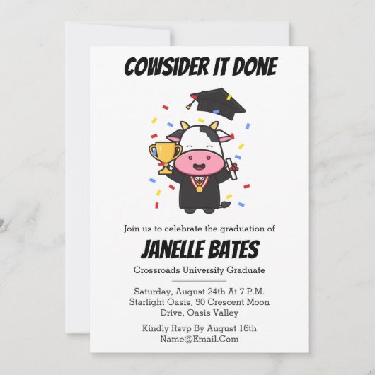 Moderne trendy grappige afstudeeruitnodigingen kaart (Voorkant)