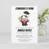 Moderne trendy grappige afstudeeruitnodigingen kaart (Staand voorkant)