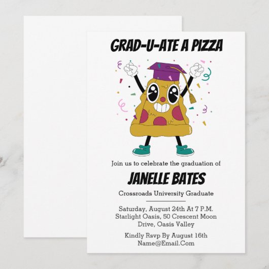 Moderne trendy grappige afstudeeruitnodigingen kaart (Voorkant / Achterkant)