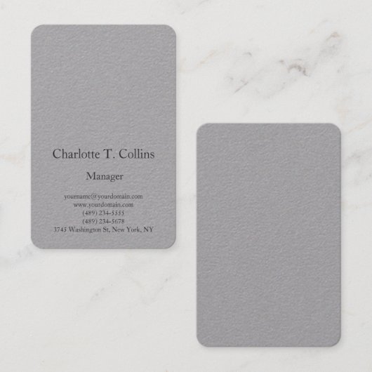 Moderne trendy grijze vlakte professionele minimal visitekaartje (Voorkant / Achterkant)