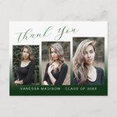 Moderne trendy groene en witte kaart met 3 foto's  (Voorkant)