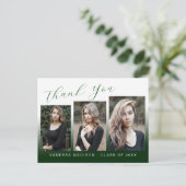 Moderne trendy groene en witte kaart met 3 foto's  (Staand voorkant)