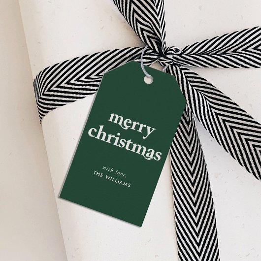Moderne Trendy Groene Vrolijke Kerstmis Cadeaulabel
