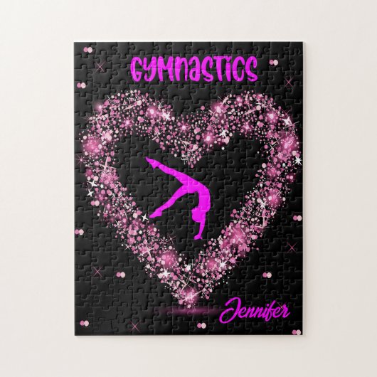 Moderne trendy gymnastiek gepersonaliseerde naam legpuzzel (Verticaal)