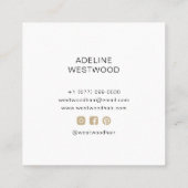 Moderne Trendy Hair Stylist Artist Vierkante Visitekaartje (Achterkant)