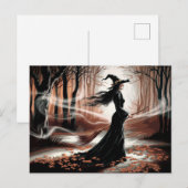 Moderne trendy Halloween-heks in bos Briefkaart (Voorkant / Achterkant)