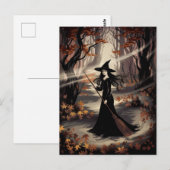 Moderne trendy Halloween heks in bos Briefkaart (Voorkant / Achterkant)