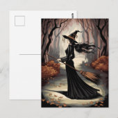 Moderne trendy Halloween heks in bos Briefkaart (Voorkant / Achterkant)