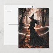 Moderne trendy Halloween-heks in bos Briefkaart (Voorkant / Achterkant)