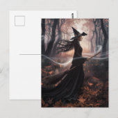 Moderne trendy Halloween-heks in bos            Briefkaart (Voorkant / Achterkant)
