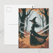 Moderne trendy Halloween-heks in bos            Briefkaart (Voorkant / Achterkant)