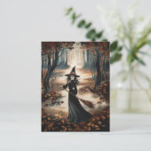 Moderne trendy Halloween heks in bos            Briefkaart (Staand voorkant)