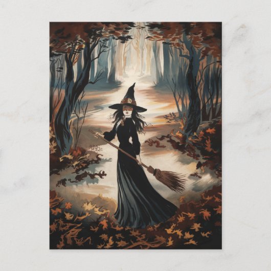 Moderne trendy Halloween heks in bos            Briefkaart (Voorkant)