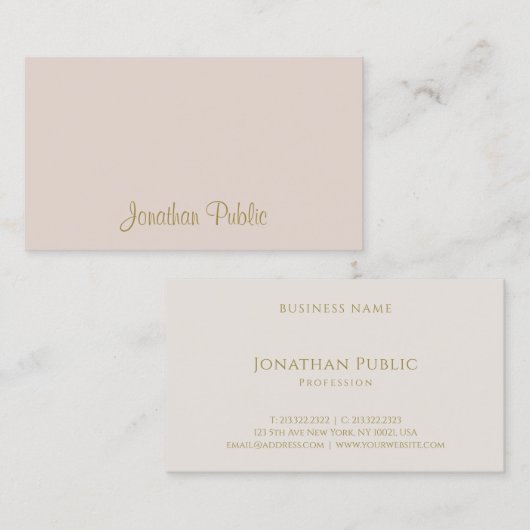 Moderne Trendy Hand Script Text Exlegant Simple Visitekaartje (Voorkant / Achterkant)