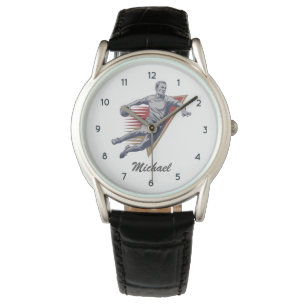 Moderne trendy handbalspeler gepersonaliseerd horloge