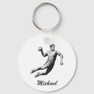 Moderne trendy handbalspeler gepersonaliseerd sleutelhanger