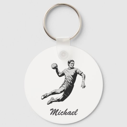 Moderne trendy handbalspeler gepersonaliseerd sleutelhanger (Voorkant)