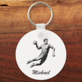 Moderne trendy handbalspeler gepersonaliseerd sleutelhanger (Achterkant)