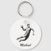 Moderne trendy handbalspeler gepersonaliseerd sleutelhanger (Achterkant)